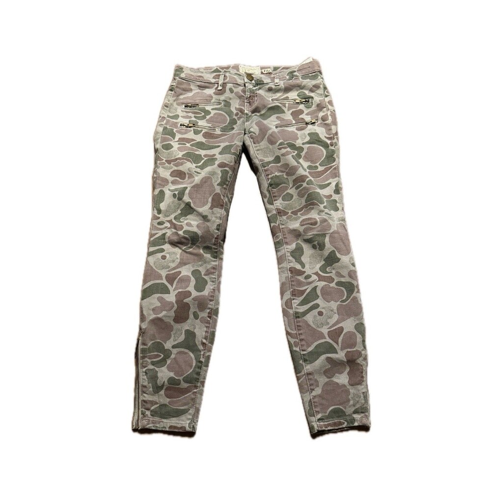 Current/Elliott Womens 26 Camo Camoflauge Zip Stiletto Low-Rise Skinny Leg Jeans